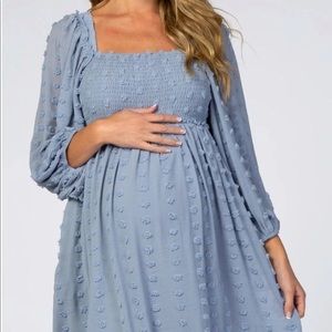 SOLD! Pinkblush Textured Smocked Maternity Dress
